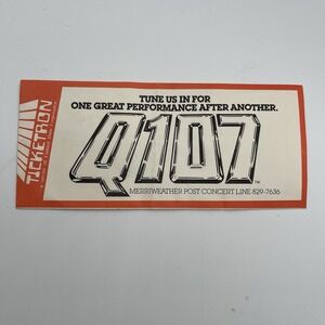 Vintage Q107 Merriweather Concert  Ticketron Envelope Empty